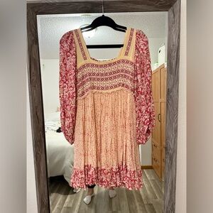 Pink / Cream Long Sleeve Dress